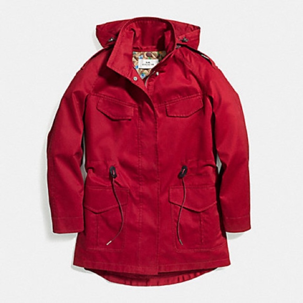 Coach SPRING SLIM Parka, Garnet Red, size S